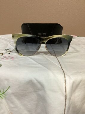 Tom Ford Women’s Sunglasses - Leona Yellow Horn with Gray Lens